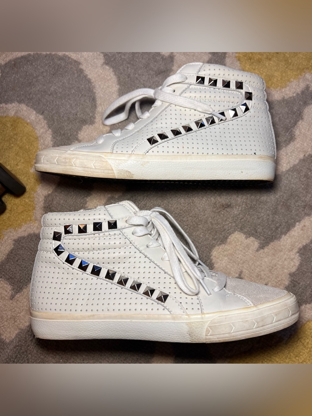 Steve Madden White High-Top Studded Sneakers
